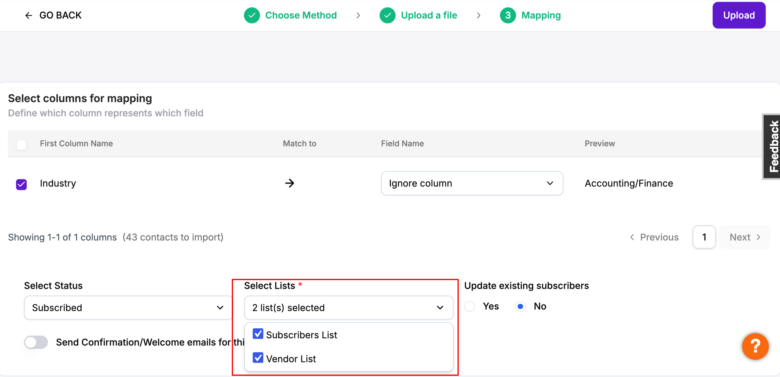 Select Multiple List